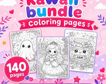140 Kawaii Object Coloring Pages | Printable PDF Bundle (Instant Download)