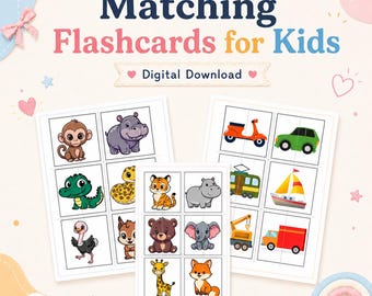 Animals & Vehicles Matching Game for Kids | Printable Flashcards | Preschool Montessori Activity | Toddler Learning Cards