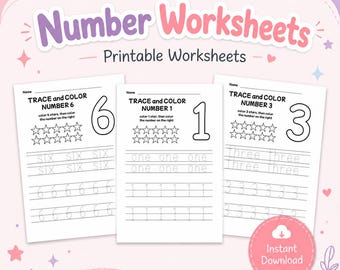 11 Number Tracing & Coloring Worksheets Printable | Preschool Counting Practice | Kids Number Activities | Kindergarten PDF