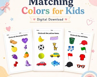 30 Color Matching Worksheets for Preschoolers | Toddler Learning Activity (Digital Download)
