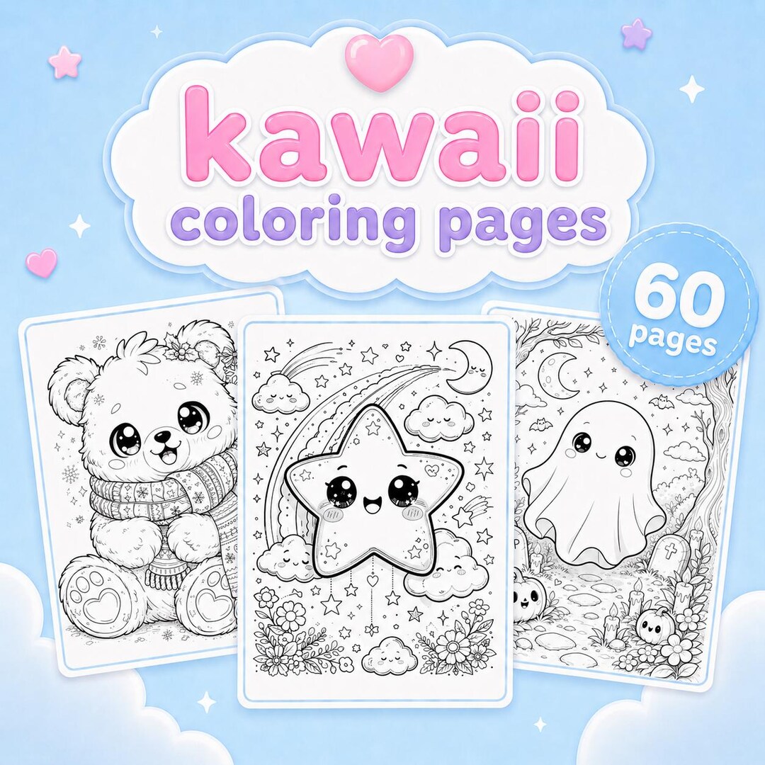 60 desenhos kawaii para colorir para crianças | Folhas de atividades em ...