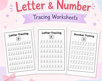 72 Alphabet & Number Tracing Worksheets | Uppercase Lowercase Letters | Preschool Handwriting Practice Printable | ABC 123
