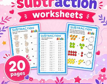 Subtraction Worksheets for Kids | Kindergarten 1st Grade Math Practice (PDF Download)