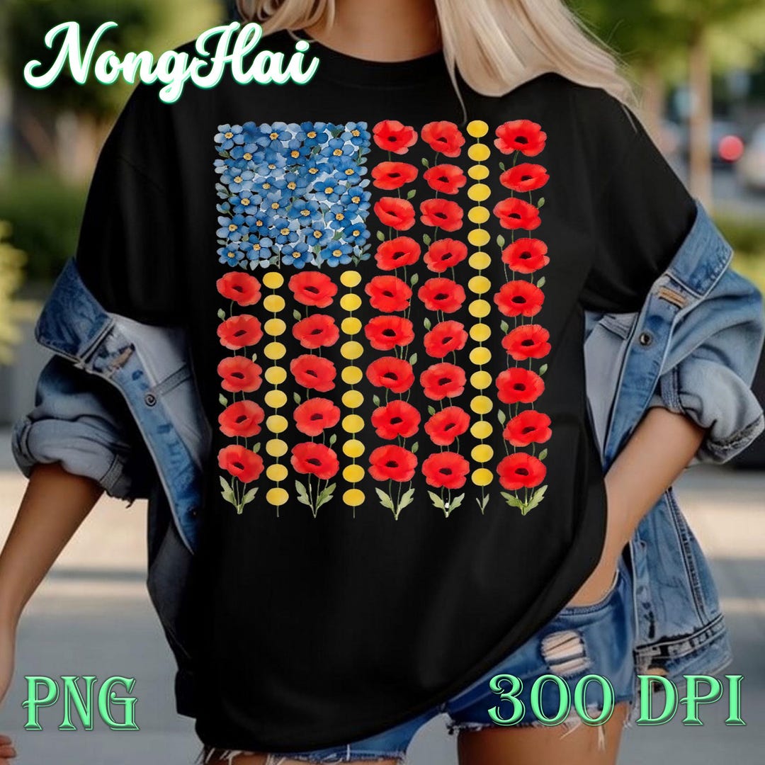 Red Poppy Flower American Flag Memorial Day Poppies PNG - Etsy