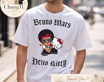 Comfort Colors Shirt,Retro Singer Portrait T-Shirt, Bruno Mars Hello Kitty The Romantic Tour 2026 Music Lover Gift