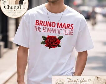 Bruno The Romantic Tour Shirt, 2026 Concert Merch, Vintage Style Music Fan Tee, Best Friend Matching Concert Outfit, Handmade Romantic Gift