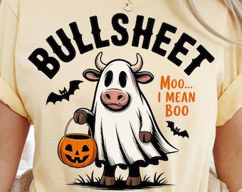 Ghost Cow Halloween PNG, Funny Moo Boo Sublimation Design (Digital Download)