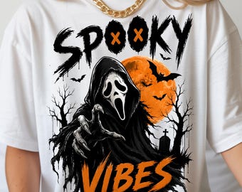 Ghost Face Halloween PNG, Spooky Horror Graphic, Scary Vibes (Digital Download)