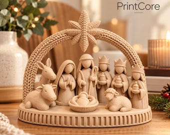 Christmas Nativity Scene 3D Printed, Holy Family Christmas Crib, Miniature Manger Display, Christian Christmas Decoration, Religious Gift