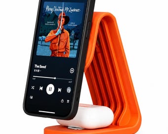 3D-geprinte MagSafe-oplaadstandaard met AirPods-houder | Bureau-organizer en telefoonhouder