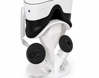 3D-geprinte VR-headsetstandaard met controllerhouder | Meta Quest gaming bureau-organizer