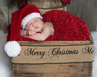 Newborn Santa Hat, Hat, Newborn Hat, Baby Santa Hat, Baby Christmas Hat, crochet santa hat, infant Christmas, Santa Claus