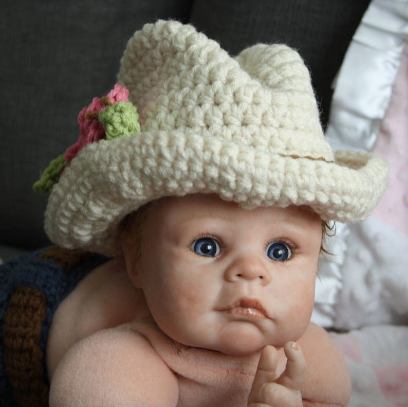 NB cowgirl set boots, hat and skirt Western Photo Prop, Baby Shower Gift denim skirt, cowboy boots, cowboy hat, Newborn Hat, Rodeo wear image 5