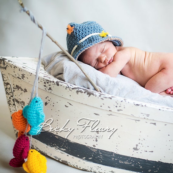 Baby Fisherman Hat, Fishing Hat, Newborn Fishing Hat Photography