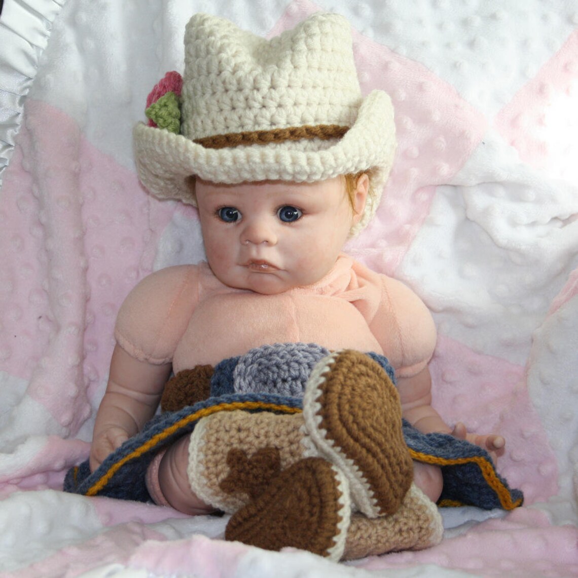 Newborn Cowgirl Set Crochet Hat Skirt and Boots Baby Girl Etsy Canada