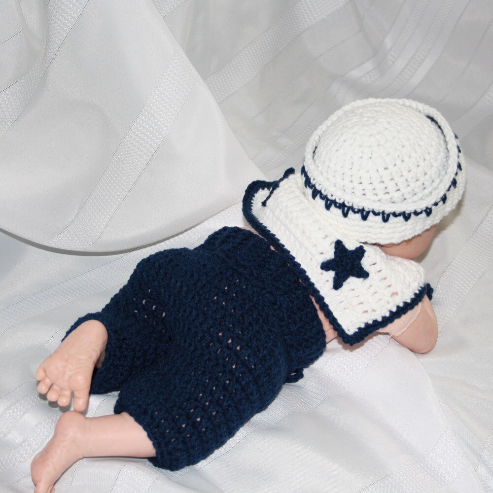 Newborn Sailor Hat and Pants Infant Sailor Hat Crochet Etsy