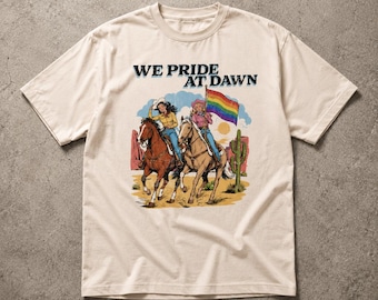 Western Lesbian Pride Shirt, Vintage Retro Cowboy Aesthetic Tee, Queer Western Graphic T-shirt, Comfort Colors Pride Month Apparel Gift