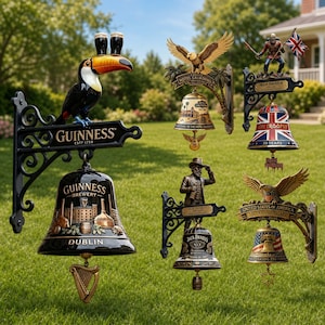 Vintage Guinness-dörrklocka med toucanmotiv, 3D-hartsdekoration för pub, present till irländskt bryggeri, väggbonad för hemmabar, trädgårdsstaket, väggdekoration