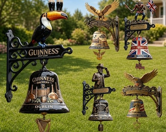 Dzwonek do drzwi z motywem tukana w stylu vintage Guinness, dekoracja pubu z żywicy 3D, prezent dla irlandzkiego browaru, dekoracja ścienna do baru, ogrodzenie ogrodowe