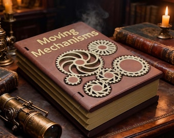 Steampunk Gear Magic Book – 3D Printed Mechanical Puzzle, Vintage-Inspired Decor, Unique Gift for Engineers & Tinkerers