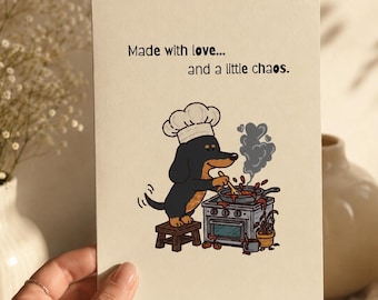 Cartão de felicitações imprimível com Dachshund | Cartão fofo de cachorro | Download digital de cartão de amor | Cartão 5x7 e A5