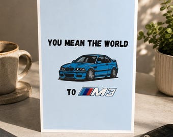 Je betekent de wereld voor mij | liefdeskaart sportwagen | grappige auto woordspeling kaart | romantische afdrukbare kaart voor hem en haar | Digitale download van 5 x 7 en A5