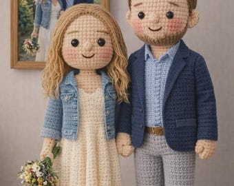 Spersonalizowana szydełkowa lalka rodzinna ze zdjęcia, lalka podobna do siebie, spersonalizowana lalka amigurumi, prezenty dla dzieci, prezenty dla przyjaciół, prezent urodzinowy, prezenty dla par, pamiątka