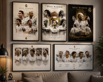 Real Madrid Legends Wall Art Set, Football Poster Bundle, Real Madrid Icons Print, Soccer Wall Decor, Sports Room Decor, Fan Gift Printable