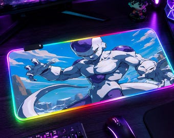 Frieza RGB Gaming Mouse Pad Multi-Designs - Final Form Space Emperor LED Desk Mat - Anime Villain XXL Backlit Mousepad - 3mm 4mm Thick Gift