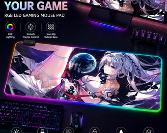 Honkai Auswirkungen 3rd RGB Gaming Mauspad Multi-Designs - Kaiser der Finalität Yae Sakura LED Schreibtischmatte - Anime XXL Backlit Mousepad Geschenkidee