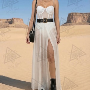royal blue dress flowy A Line Beaded Navy Blue Formal Dresses Pleated 3/4 Sleeve Maxi Prom Dresses ARD1031 main image 1