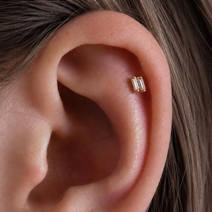 Kraakbeenknopje klein stokbrood | Labret van titanium met platte achterkant | Tragus & Helix-oorbel