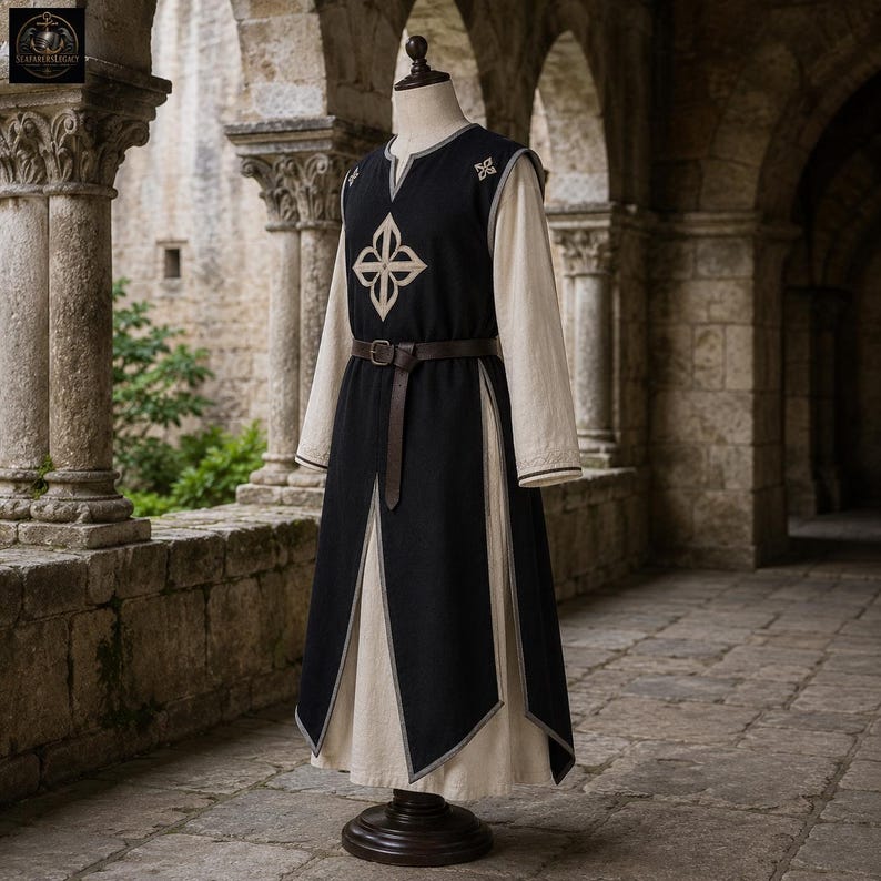 Conjunto de túnica templaria medieval / sobreveste de cruzado / disfraz de caballero para LARP / atuendo de cosplay para feria renacentista imagen 3