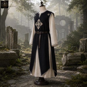 Conjunto de túnica templaria medieval / sobreveste de cruzado / disfraz de caballero para LARP / atuendo de cosplay para feria renacentista imagen 6