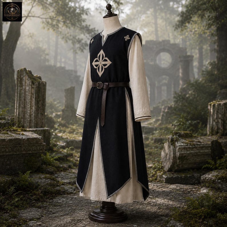 Conjunto de túnica templaria medieval / sobreveste de cruzado / disfraz de caballero para LARP / atuendo de cosplay para feria renacentista imagen 6