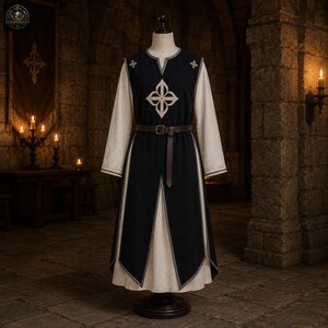 Conjunto de túnica templaria medieval / sobreveste de cruzado / disfraz de caballero para LARP / atuendo de cosplay para feria renacentista imagen 5