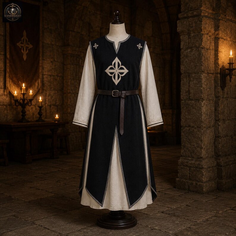 Conjunto de túnica templaria medieval / sobreveste de cruzado / disfraz de caballero para LARP / atuendo de cosplay para feria renacentista imagen 5