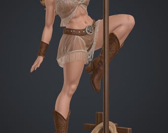 Dakota Rodeo STL-bestand – Western Pin-Up Cowgirl Figuur, Printbaar Verzamelbeeldje van Hars, Sexy Country Display Model