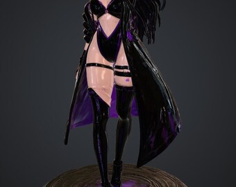 Violet Night Doll Eclipse Cloak STL File – Gothic Anime Girl Figurine, 3D Printable Dark Pin-Up Statue, Collectible Doll