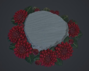 Dahlia Nocturne STL File – Dark Red Dahlia Display Base – Gothic Floral Pedestal for Statues and Figurines