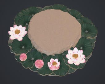 Lotus Rebirth – Floral Display Base with Lotus Flowers and Lily Pads – 3D Printable STL
