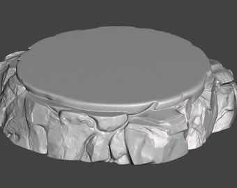 Stoneforge Tray – STL File, Rocky Display Base, Resin Printable Diorama Platform