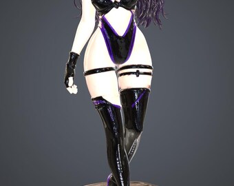Violet Night Doll STL File – Anime Pin-Up Figurine, Gothic Female 3D Printable Model, Collectible Doll Statue for Resin Printing