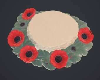 Poppy Dream STL File – Red Poppy Floral Display Base – Botanical Pedestal for Statues, Figurines and Miniatures