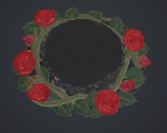 Rose Oath STL File – Red Rose and Thorn Display Base – Romantic Gothic Pedestal for Statues and Figurines