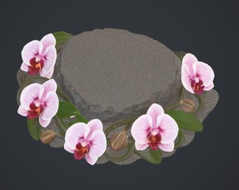 Orchid Desire 1 STL File – Phalaenopsis Orchid Display Base – Exotic Floral Pedestal for Statues and Figurines
