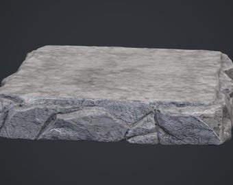 Square Rock Display Base STL – Scenic Stone Plinth for Miniatures, Statues & Collectibles | 3D Printable Display Stand