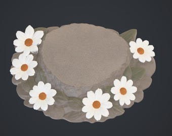 First Bloom 2 STL File – White Daisy Floral Display Base – Spring Botanical Pedestal for Statues and Figurines