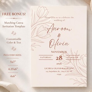 Hochzeitseinladungs-Jacket mit terrakottafarbenem Tulpenmuster (SVG) | Einladungsvorlage mit Taschenfaltung | Cricut-Druck- und Schneide-RSVP-Karte (Sofort-Download) Bild 7