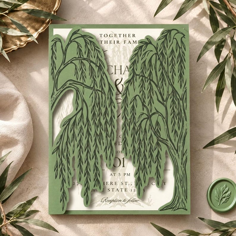 Invitation Tree Design Modèle d'invitation de mariage Willow Tree (SVG, 6 pièces) pour Cricut ...